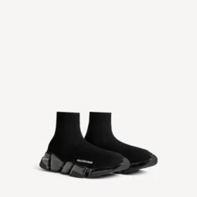 Damen-Sneaker „Speed 2.0“ mit vollständig transparenter Sohle aus recyceltem Strick in Schwarz