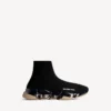 Damen-Sneaker „Speed 2.0“ mit vollständig transparenter Sohle aus recyceltem Strick in Schwarz/Beige