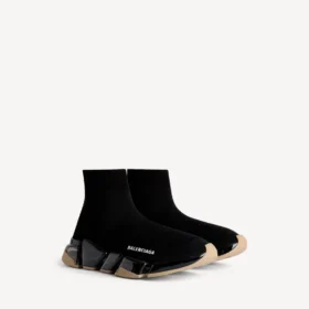 Herren-Sneaker „Speed 2.0“ mit vollständig transparenter Sohle aus recyceltem Strick in Schwarz/Beige Herren-Sneaker „Speed 2.0“ mit vollständig transparenter Sohle aus recyceltem Strick in Schwarz/Beige