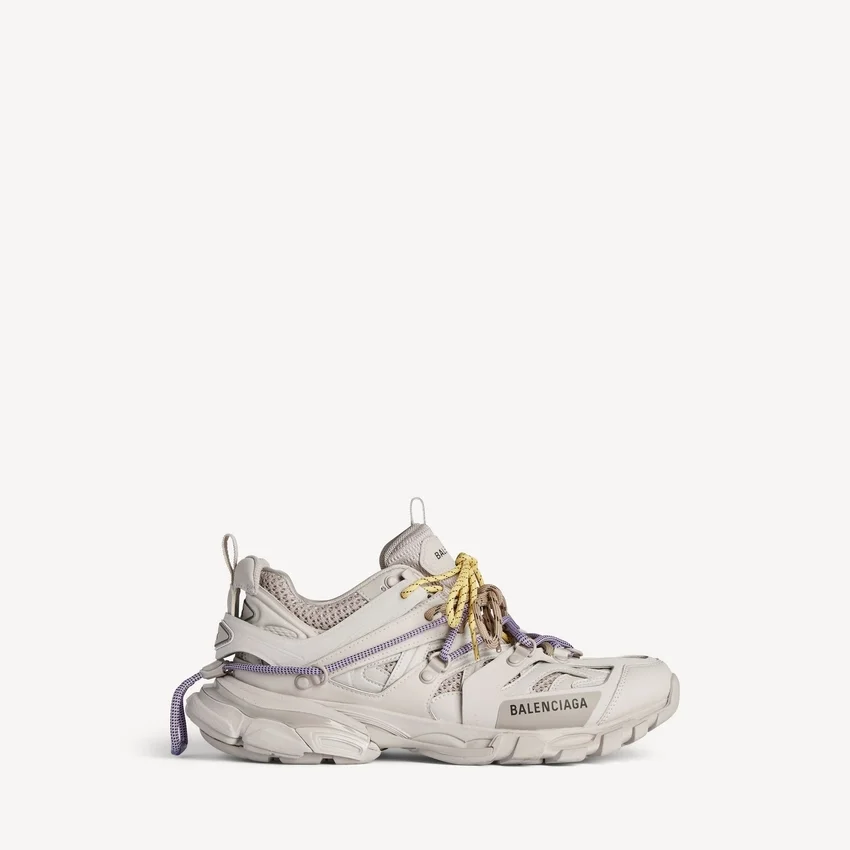 Damen-Track-Sneaker mit Schnürung in Taupe/Gelb/Lila/Braun/Schwarz Damen-Track-Sneaker mit Schnürung in Taupe/Gelb/Lila/Braun/Schwarz