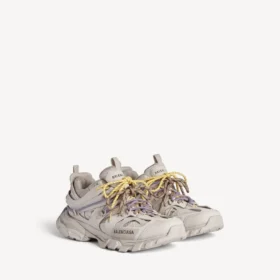 Damen-Track-Sneaker mit Schnürung in Taupe/Gelb/Lila/Braun/Schwarz
