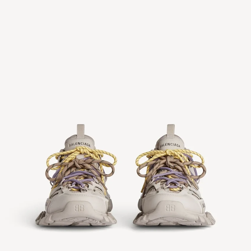 Damen-Track-Sneaker mit Schnürung in Taupe/Gelb/Lila/Braun/Schwarz Damen-Track-Sneaker mit Schnürung in Taupe/Gelb/Lila/Braun/Schwarz