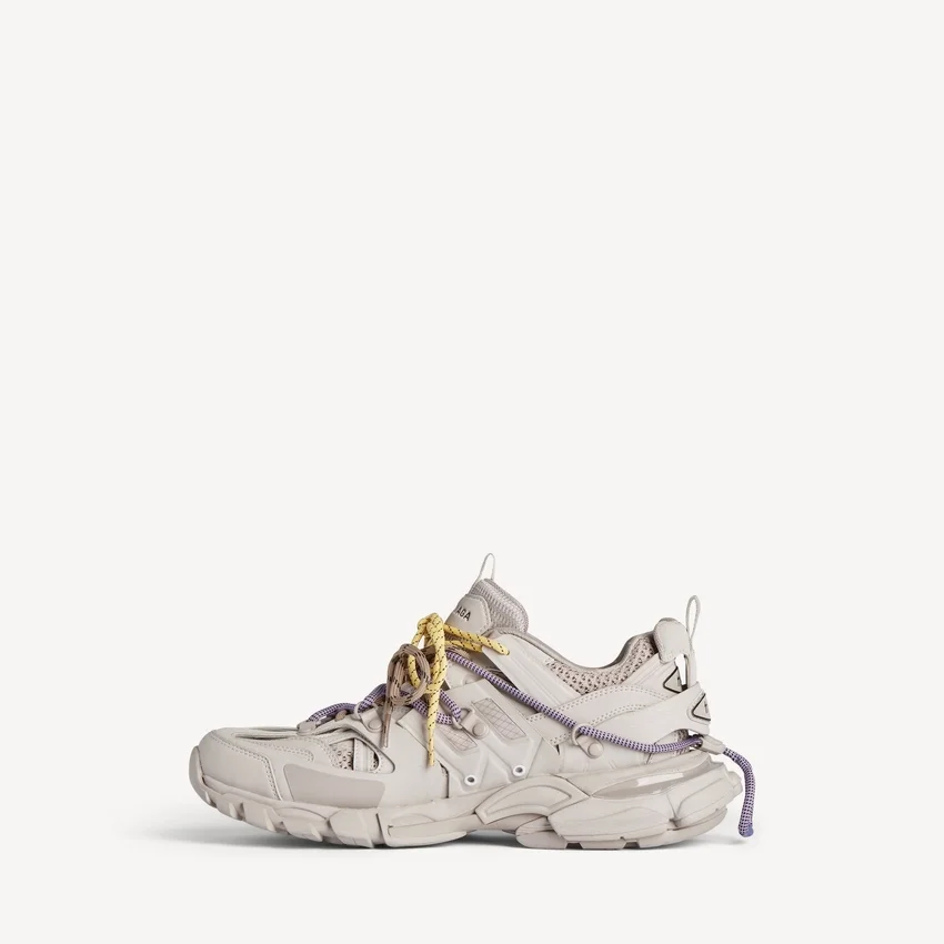 Damen-Track-Sneaker mit Schnürung in Taupe/Gelb/Lila/Braun/Schwarz Damen-Track-Sneaker mit Schnürung in Taupe/Gelb/Lila/Braun/Schwarz