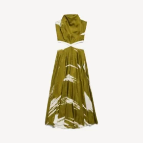 Damenkleid mit Cut-outs und „Brush Scratch“-Effekt in Khaki