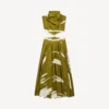Damenkleid mit Cut-outs und „Brush Scratch“-Effekt in Khaki