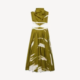 Damenkleid mit Cut-outs und „Brush Scratch“-Effekt in Khaki