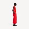 Damenkleid mit Drapierung in Sonnenuntergangsrot