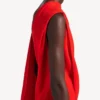 Damenkleid mit Drapierung in Sonnenuntergangsrot