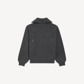 Damenpullover mit hohem Kragen zum Umdrehen in Dunkelgrau meliert Damenpullover mit hohem Kragen zum Umdrehen in Dunkelgrau meliert