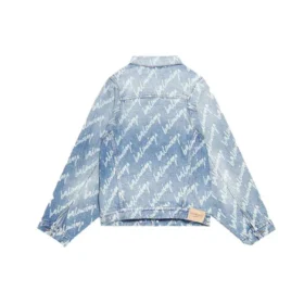 Denim-Jacke mit durchgehendem Schriftzug-Logo „Hellblau-Weiß“ 681690TJW904200
