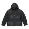Denim-Jacke mit Kapuze und Knopfleiste im Bleach-Look „Schwarz“ 724653TNW541129
