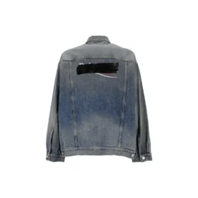 Denim-Jacke mit Knopfleiste und Bleach-Effekt „Blue“ 724651THW254245