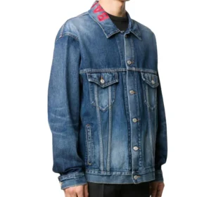 Denim-Jacke mit Logo am Kragen „Blau“ 571324TCW032340