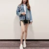 Denim-Jacke mit Logo auf der Rückseite „Blue Green“ 606170TDW144065