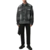 Denim-Jacke mit Logo auf der Rückseite, weite Passform, „Fake Wash Black“ 620728TIW435720