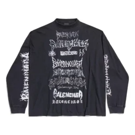 Diy Metal Langarm-T-Shirt in mittlerer Passform „Black White“ 699191TPVO31569
