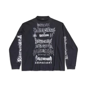 Diy Metal Langarm-T-Shirt in mittlerer Passform „Black White“ 699191TPVO31569