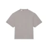 Einfarbig mit Alphabet-Aufdruck, Rundhalsausschnitt, kurze Ärmel, Unisex, grau 661715TKVD58174