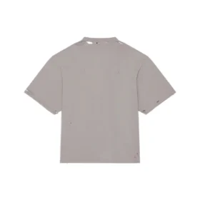 Einfarbig mit Alphabet-Aufdruck, Rundhalsausschnitt, kurze Ärmel, Unisex, grau 661715TKVD58174