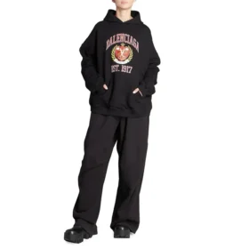 Est. 1917 College-Logo-Print-Hoodie, weite Passform „Schwarz“ 675003TLV901076