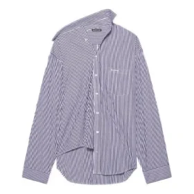 FW21 Gestreiftes Langarmhemd Dunkelblau 663034TIM368502