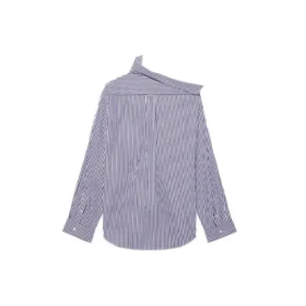 FW21 Gestreiftes Langarmhemd Dunkelblau 663034TIM368502