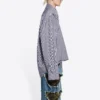 FW21 Gestreiftes Langarmhemd Dunkelblau 663034TIM368502