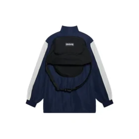 FW21 Logo Splicing Loose Jacke Unisex Marineblau 663065TKO484063