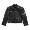 FW23 Dekonstruierte Reißverschluss-Jacke „Black Soft Buffalo Skin“ 768749TMS031000