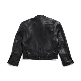 FW23 Dekonstruierte Reißverschluss-Jacke „Black Soft Buffalo Skin“ 768749TMS031000