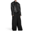 FW23 Dekonstruierte Reißverschluss-Jacke „Black Soft Buffalo Skin“ 768749TMS031000
