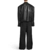 FW23 Dekonstruierte Reißverschluss-Jacke „Black Soft Buffalo Skin“ 768749TMS031000