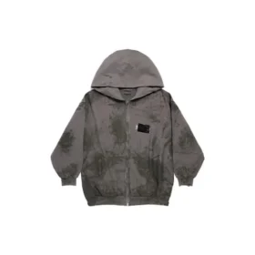 Gaffer Heavy Washed Zip-Up-Hoodie, schmale Passform „Grau“ 720424TNVK51227
