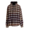 Gebleichtes kariertes Langarm-Hoodie-Shirt „Rot Weiß Schwarz“ 699223TMM059783