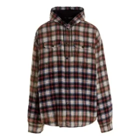 Gebleichtes kariertes Langarm-Hoodie-Shirt „Rot Weiß Schwarz“ 699223TMM059783