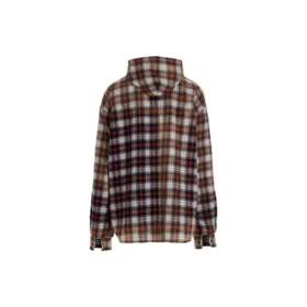 Gebleichtes kariertes Langarm-Hoodie-Shirt „Rot Weiß Schwarz“ 699223TMM059783