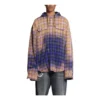 Gebleichtes kariertes Langarm-Kapuzenshirt „Purple Beige“ 699223TMM095212
