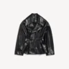Gefalteter kurzer Trenchcoat für Damen in Schwarz