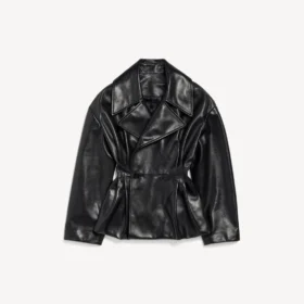 Gefalteter kurzer Trenchcoat für Damen in Schwarz