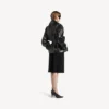 Gefalteter kurzer Trenchcoat für Damen in Schwarz