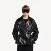 Gefalteter kurzer Trenchcoat für Damen in Schwarz
