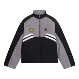 Gepolsterte Trainingsjacke mit Trichterkragen „Grey Black“ 675462-TKO48-1000