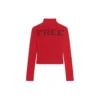 Gerippter bedruckter FREE-Rollkragenpullover „Red“ 662722T32106167