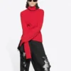 Gerippter bedruckter FREE-Rollkragenpullover „Red“ 662722T32106167