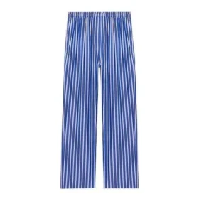 Gestreifte Baumwoll-Popeline-Hose mit weitem Bein „Blue“ 583438TJM214800