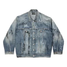 Graffiti Oversized-Jacke „Light Blue“ 745048TNW014012