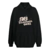 Handgezeichneter BB Icon Hoodie, Large Fit „Schwarz“ 620973TNVQ11059