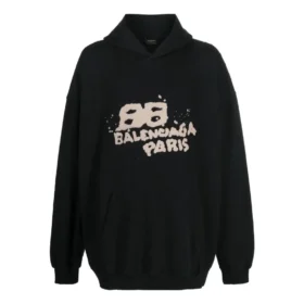 Handgezeichneter BB Icon Hoodie, Large Fit „Schwarz“ 620973TNVQ11059