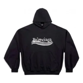 Handgezeichneter Hoodie zum Political Campaign „Schwarz“ 739024TNVE91197