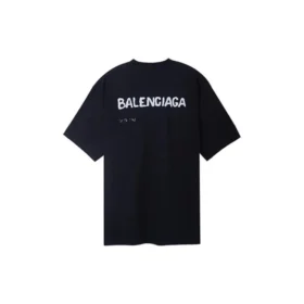 Handgezeichnetes Balenciaga-T-Shirt, Large-Passform „Schwarz“ 641675TOVO51070
